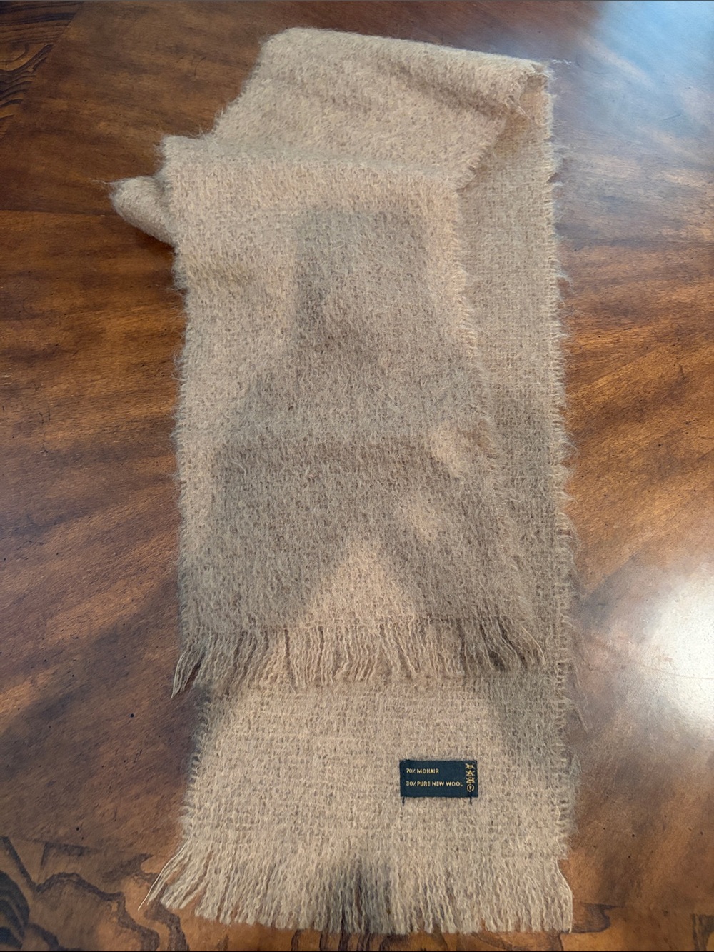 Mohair-Wool Brown Scarf with Subtle Texture